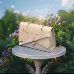 Velanzy Luxe Flap Satchel – Cream Cloud