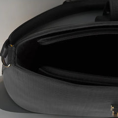 Velanzy Croc-Textured Shoulder Tote – Black Luxe