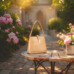 Velanzy Croc-Textured Shoulder Tote – Cream Elegance