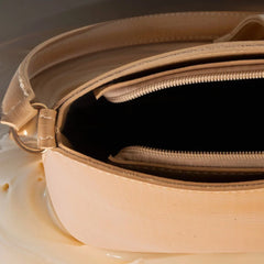 Velanzy Croc-Textured Shoulder Tote – Cream Elegance