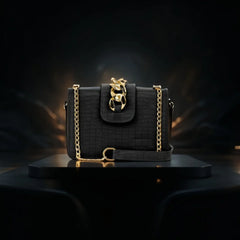 Velanzy Luxe Mini Croc Clutch – Noir Chain Edition
