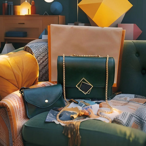 Velanzy Chic Chain Bag – Forest Green Luxe