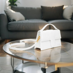 Velanzy Sleek Tab Flap Bag – Pure White Grace