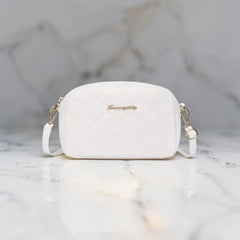 Velanzy Embroidered Elegance – White PU Shoulder Charm