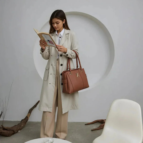 Velanzy Signature Tote – Camel Tan Luxe