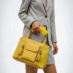 Velanzy Dual-Zip Handbag – Golden Sun Velvet