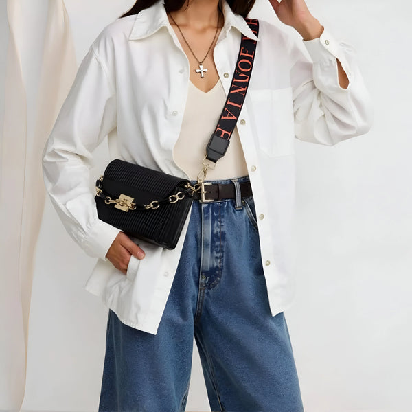 Velanzy Bold Charm Flap Bag – Noir Black Luxe