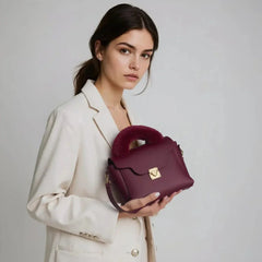 Velanzy Luxe Satchel – Deep Crimson Velvet