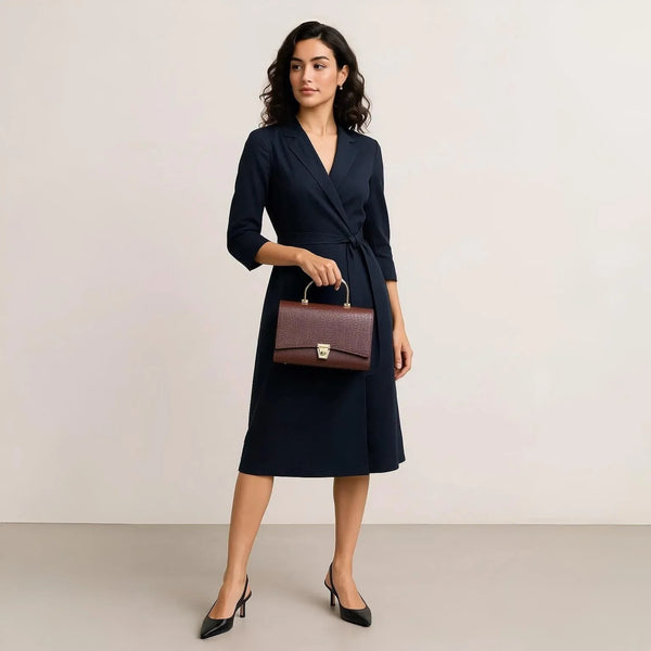 Velanzy Luxe Flap Satchel – Mocha Stone