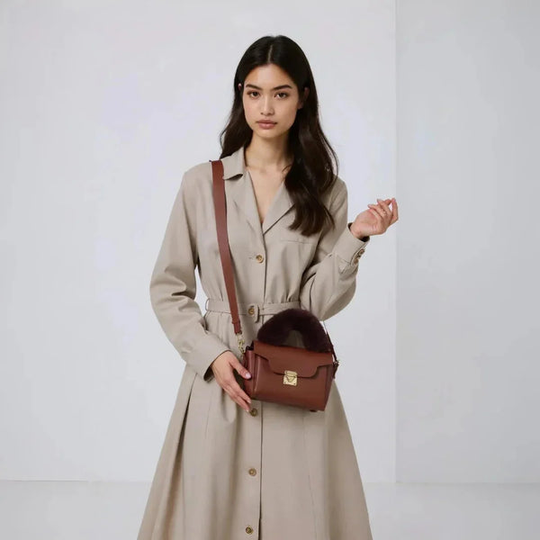 Velanzy Luxe Satchel – Mocha Brown Velvet