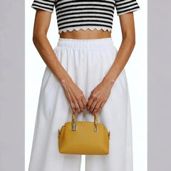 Velanzy Sleek Curve Tote – Mustard Gold Shine